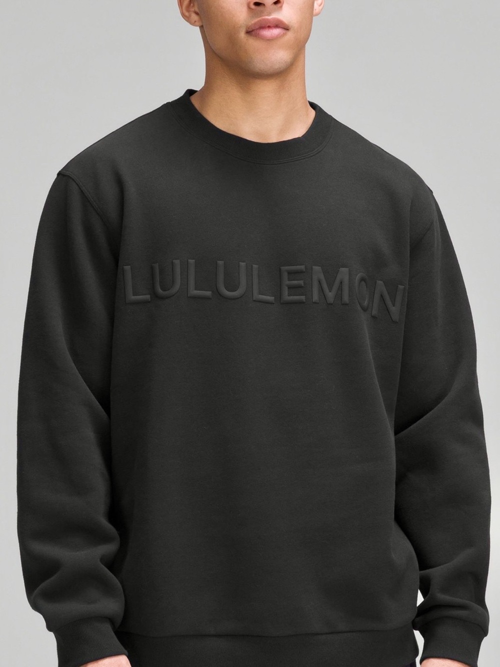 lululemon athletica Men's Black Steady State Crewneck with wordmark